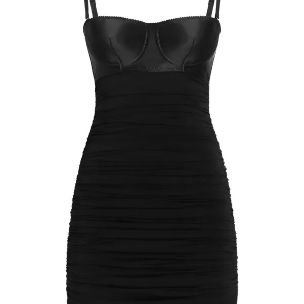 Dolce & Gabbana Black Ruched Corset Dress